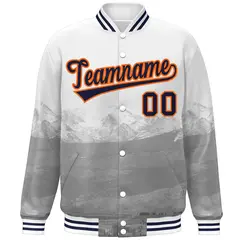 White Navy-Orange Denver Skyline Track Varsity Full-Snap Jacket 3