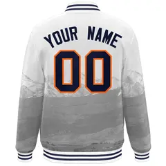 White Navy-Orange Denver Skyline Track Varsity Full-Snap Jacket 4