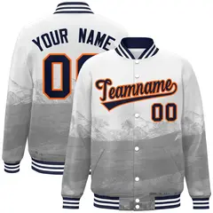 White Navy-Orange Denver Skyline Track Varsity Full-Snap Jacket 1