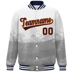White Navy-Orange Denver Skyline Track Varsity Full-Snap Jacket 3