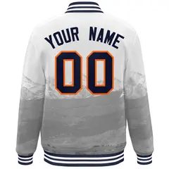 White Navy-Orange Denver Skyline Track Varsity Full-Snap Jacket 4