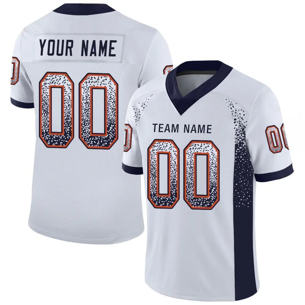 White Navy-Orange Drift Mesh Football Jersey