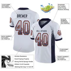 White Navy-Orange Drift Mesh Football Jersey 2