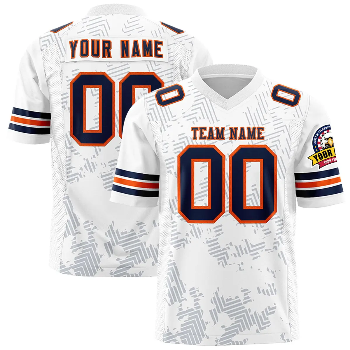 White Navy-Orange Graffiti Line Authentic Football Jersey