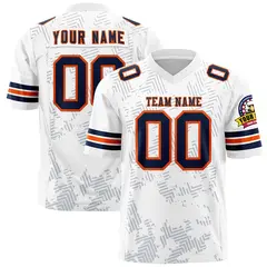 White Navy-Orange Graffiti Line Authentic Football Jersey 1
