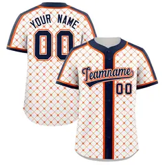 White Navy-Orange Plaid Authentic Baseball Jersey 1