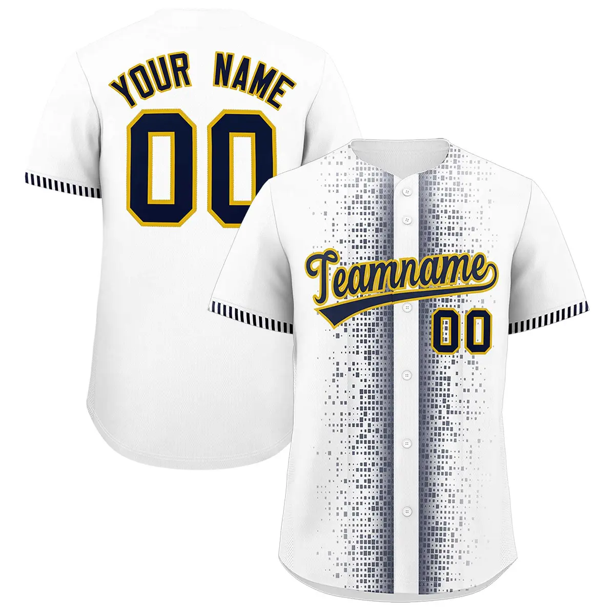 White Navy Phonetic Rhythm Authentic Baseball Jersey