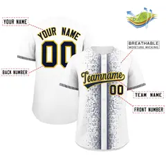 White Navy Phonetic Rhythm Authentic Baseball Jersey 2