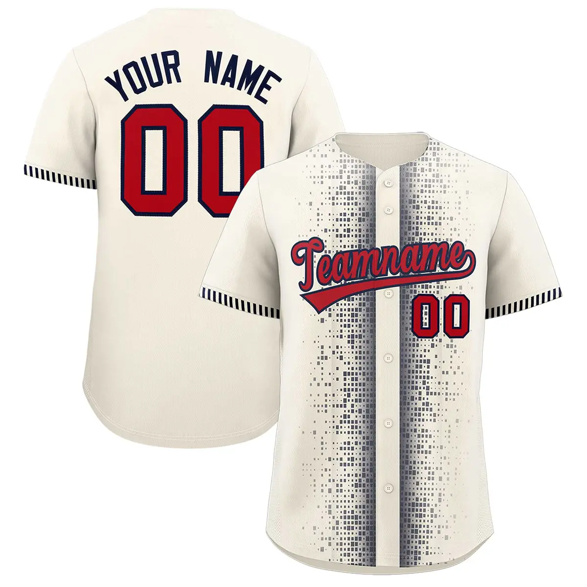 White Navy Phonetic Rhythm Authentic Baseball Jersey
