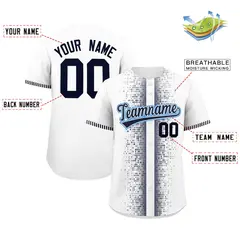 White Navy Phonetic Rhythm Authentic Baseball Jersey 2