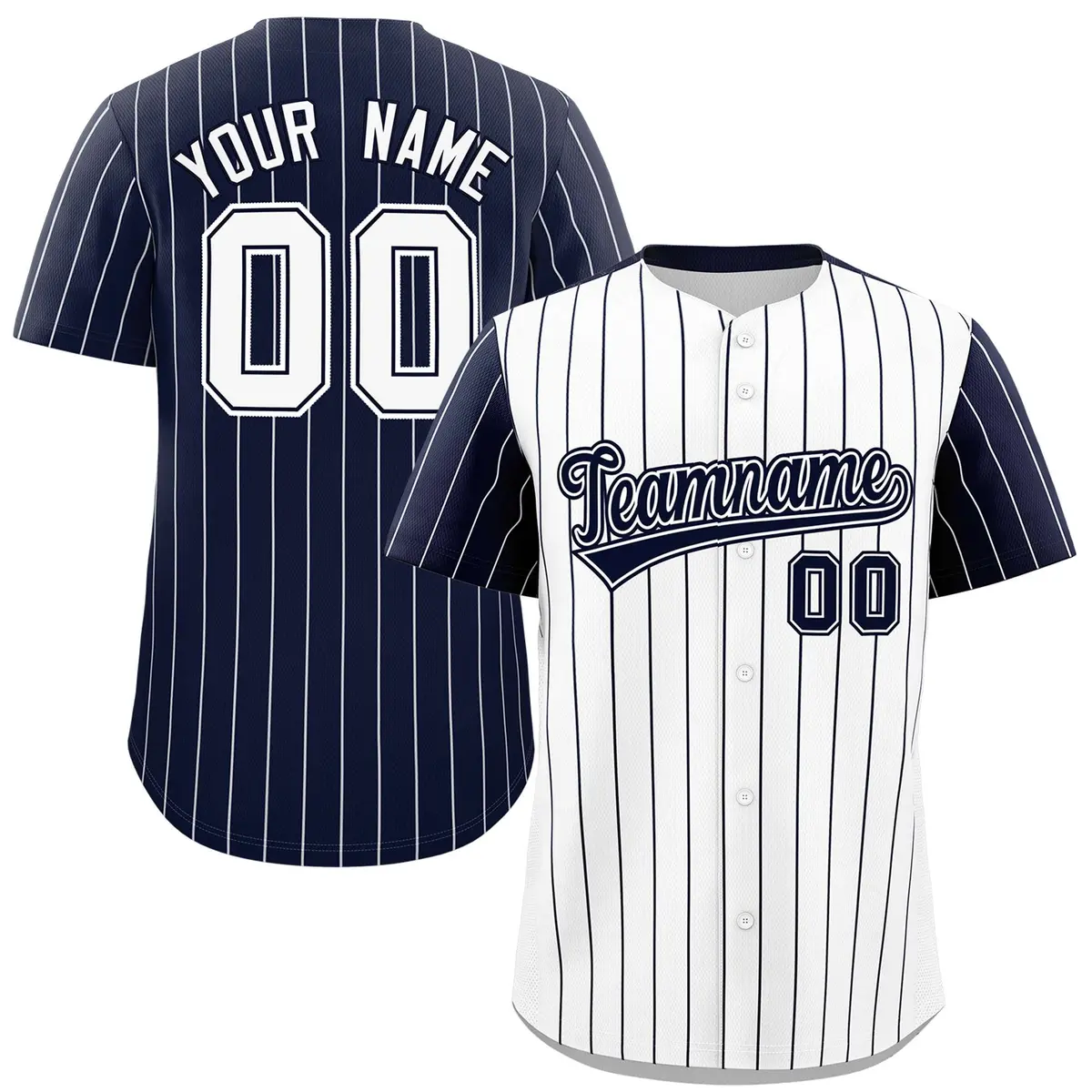 White Navy Pinstripe Raglan Sleeves Baseball Jersey