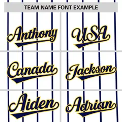 White Navy Pinstripe Two-tone Side Baseball Jersey 3