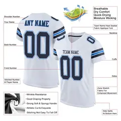 White Navy-Powder Blue Classic Mesh Football Jersey 2