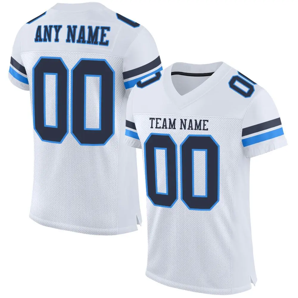White Navy-Powder Blue Classic Mesh Football Jersey