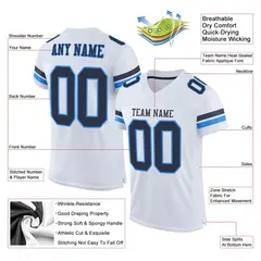 White Navy-Powder Blue Classic Mesh Football Jersey 2