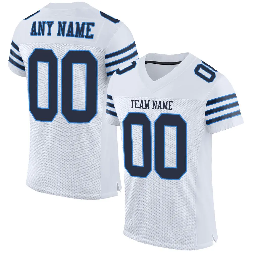 White Navy-Powder Blue Classic Mesh Football Jersey