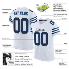 White Navy-Powder Blue Classic Mesh Football Jersey 2