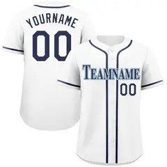 White Navy-Powder Blue Classic Style Baseball Jersey 1