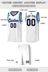 White Navy Powder Blue Sleeve Color Block Basketball Jersey 2