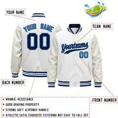 White Navy Powder Blue Varsity Jacket with Faux Leather Sleeves 2