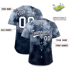 White Navy Puzzle Elements Baseball Jersey 2