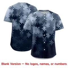 White Navy Puzzle Elements Baseball Jersey 7