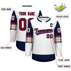 White Navy Raglan Round-Neck Hockey Jersey 2