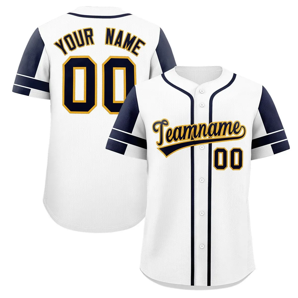 White Navy Raglan Sleeves Authentic Baseball Jersey