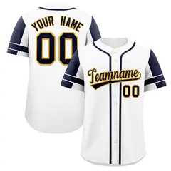 White Navy Raglan Sleeves Authentic Baseball Jersey