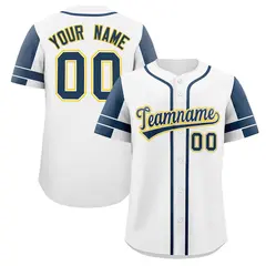 White Navy Raglan Sleeves Authentic Baseball Jersey 1