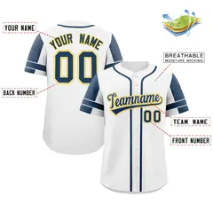 White Navy Raglan Sleeves Authentic Baseball Jersey 2