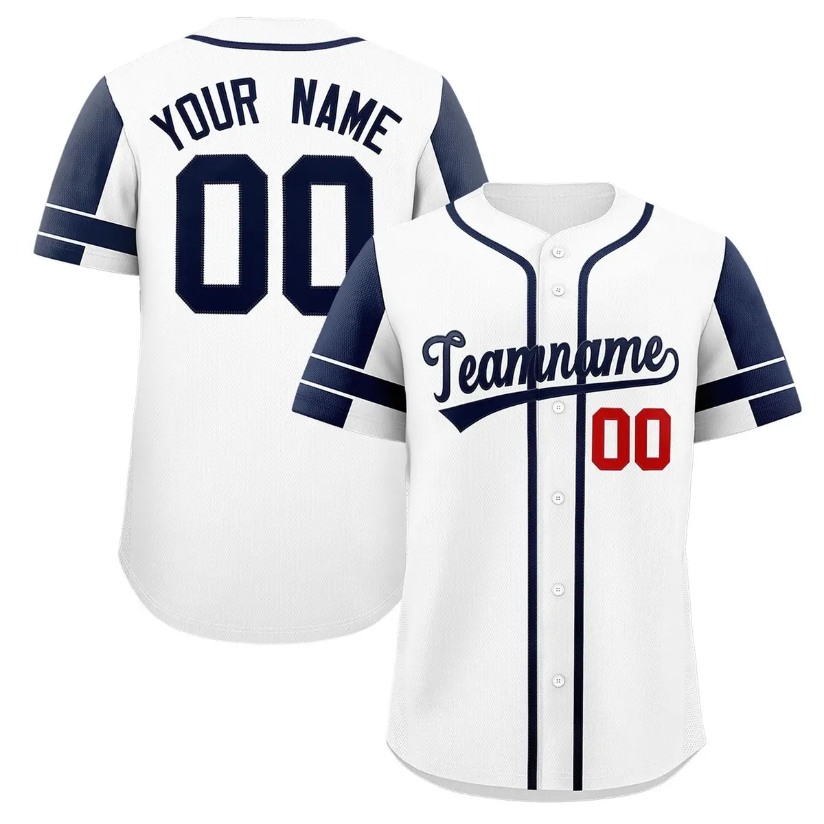 White Navy Raglan Sleeves Authentic Baseball Jersey