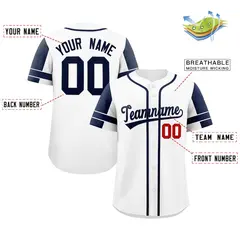 White Navy Raglan Sleeves Authentic Baseball Jersey 2