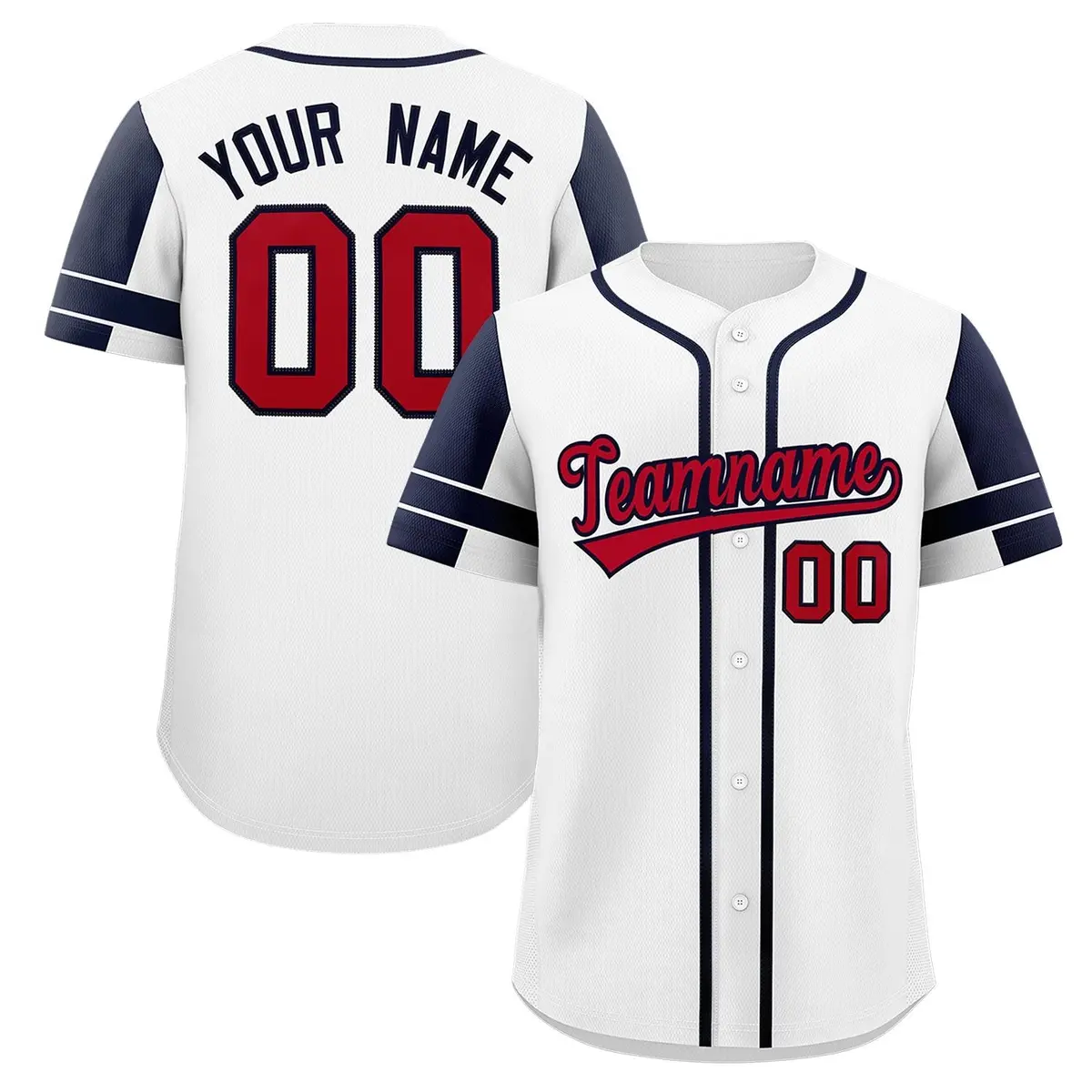 White Navy Raglan Sleeves Authentic Baseball Jersey