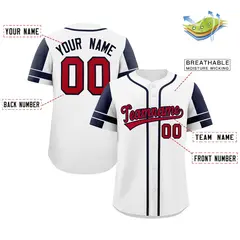 White Navy Raglan Sleeves Authentic Baseball Jersey 2