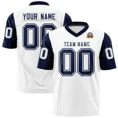 White Navy Raglan Sleeves Authentic Football Jersey 1