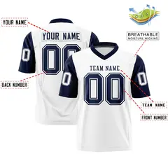 White Navy Raglan Sleeves Authentic Football Jersey 2