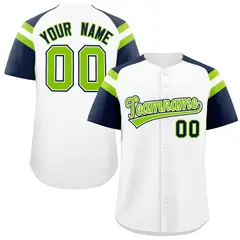White Navy Raglan Sleeves Contrast Baseball Jersey