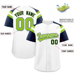White Navy Raglan Sleeves Contrast Baseball Jersey 2