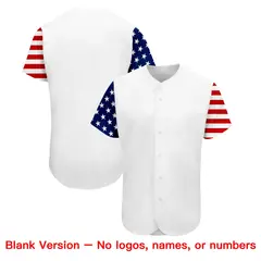 White Navy-Red American Flag Baseball Jersey 7