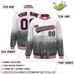 White Navy-Red Chicago City Skyline Varsity Full-Snap Track Jacket 2