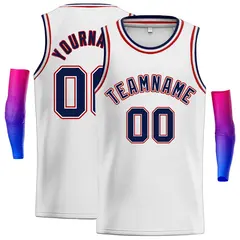 White Navy-Red Classic Casual Men Basketball Jersey