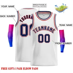 White Navy-Red Classic Casual Men Basketball Jersey 2