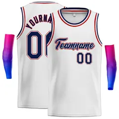 White Navy-Red Classic Casual Men Basketball Jersey