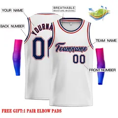 White Navy-Red Classic Casual Men Basketball Jersey 2