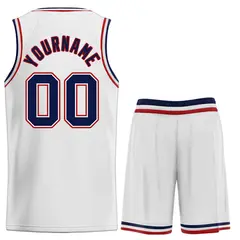 White Navy-Red Classic Curved Sets Basketball Jersey 2
