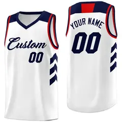 White Navy-Red Classic Fashion Sportwear Basketball Jersey