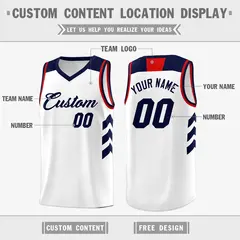 White Navy-Red Classic Fashion Sportwear Basketball Jersey 2