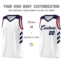 White Navy-Red Classic Fashion Sportwear Basketball Jersey 3