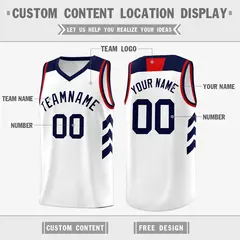 White Navy-Red Classic Fashion Sportwear Basketball Jersey 2